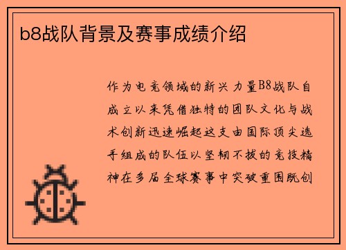 b8战队背景及赛事成绩介绍